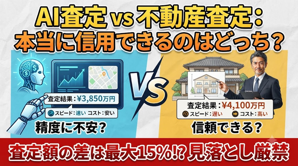 AI査定は不動産の査定精度と比べてどうか？同じ物件でAI査定と不動産査定精度の違いを解説の画像