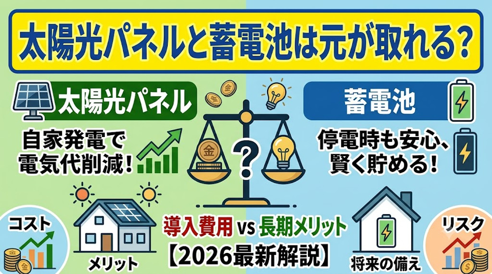 太陽光パネルと蓄電池は元が取れる？劣化と処分費用まで損益を丁寧に解説の画像