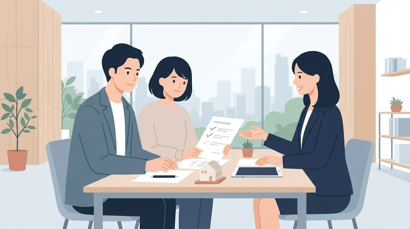 担当者と契約内容を確認するイメージ ※イメージ