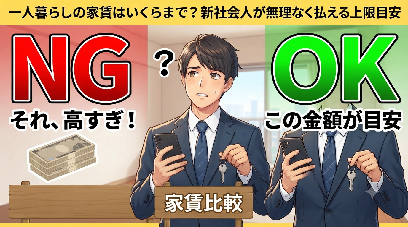 一人暮らしの家賃はいくらまで？新社会人が無理なく払える上限目安の画像