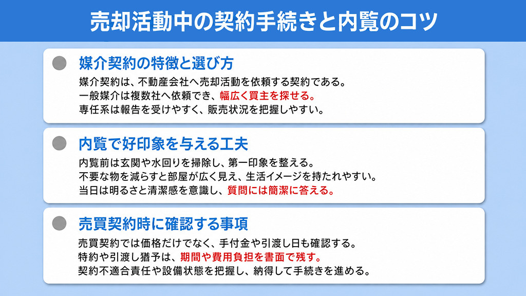 売却活動中の契約手続きと内覧のコツ