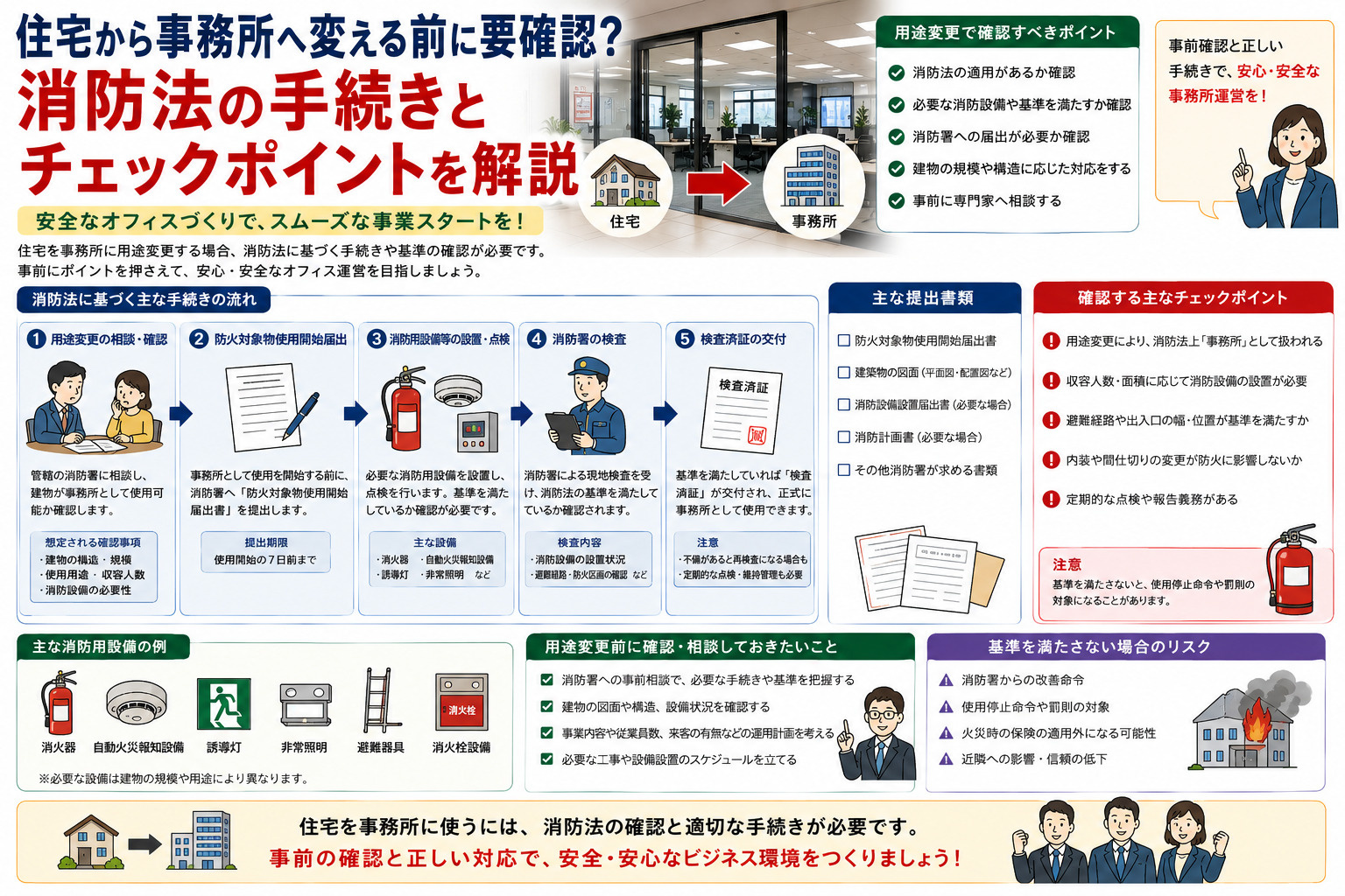 住宅から事務所へ変える前に要確認?消防法の手続きとチェックポイントを解説の画像