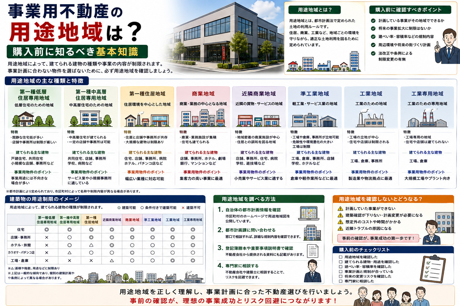 事業用不動産の用途地域は?購入前に知るべき基本知識の画像