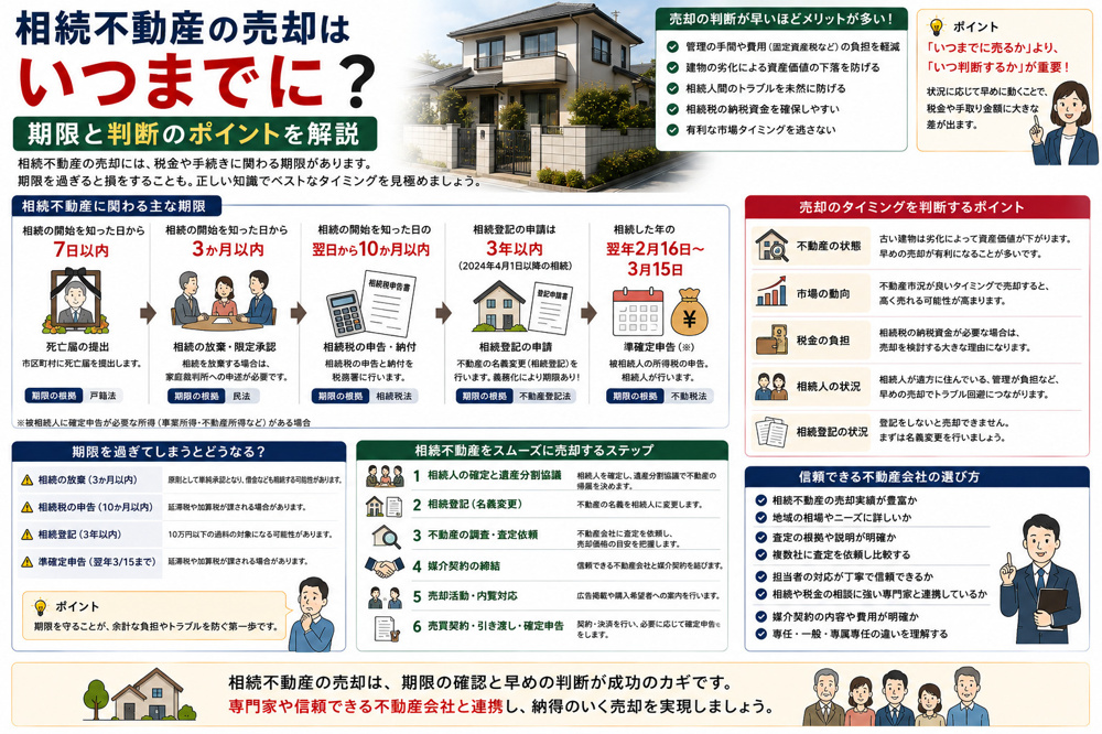相続不動産の売却はいつまでに？期限と判断のポイントを解説の画像