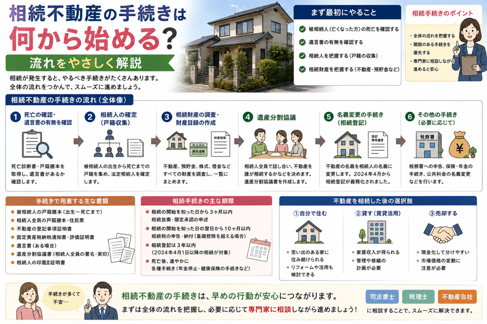 相続不動産の手続きは何から始める？流れをやさしく解説の画像