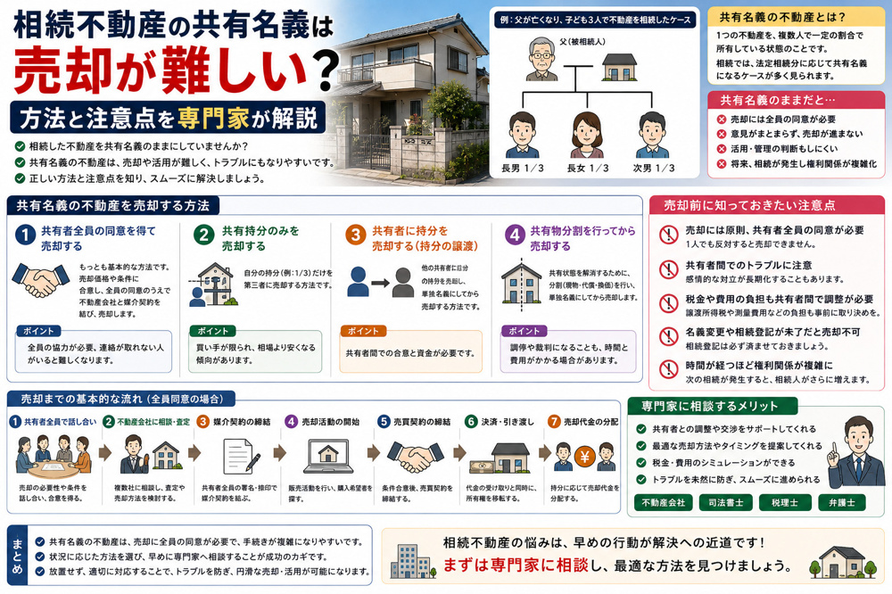 相続不動産の共有名義は売却が難しい？方法と注意点を専門家が解説の画像