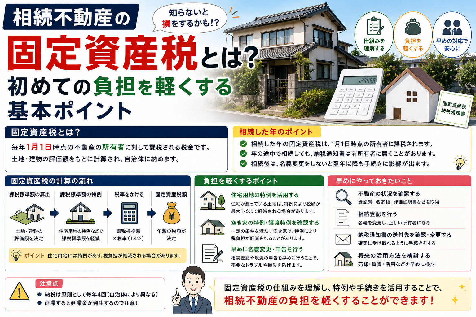 相続不動産の固定資産税とは？初めての負担を軽くする基本ポイントの画像