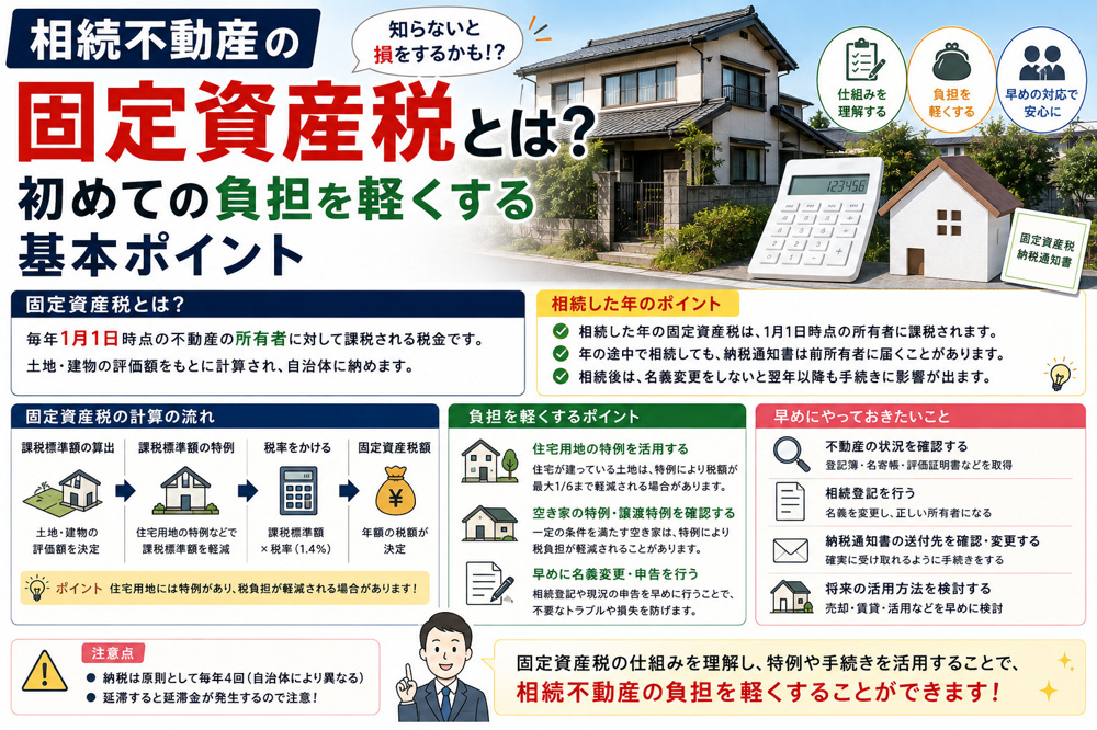 相続不動産の固定資産税とは？初めての負担を軽くする基本ポイントの画像