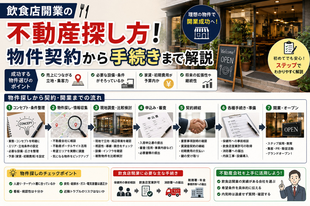 飲食店開業の不動産探し方！物件契約から手続きまで解説の画像