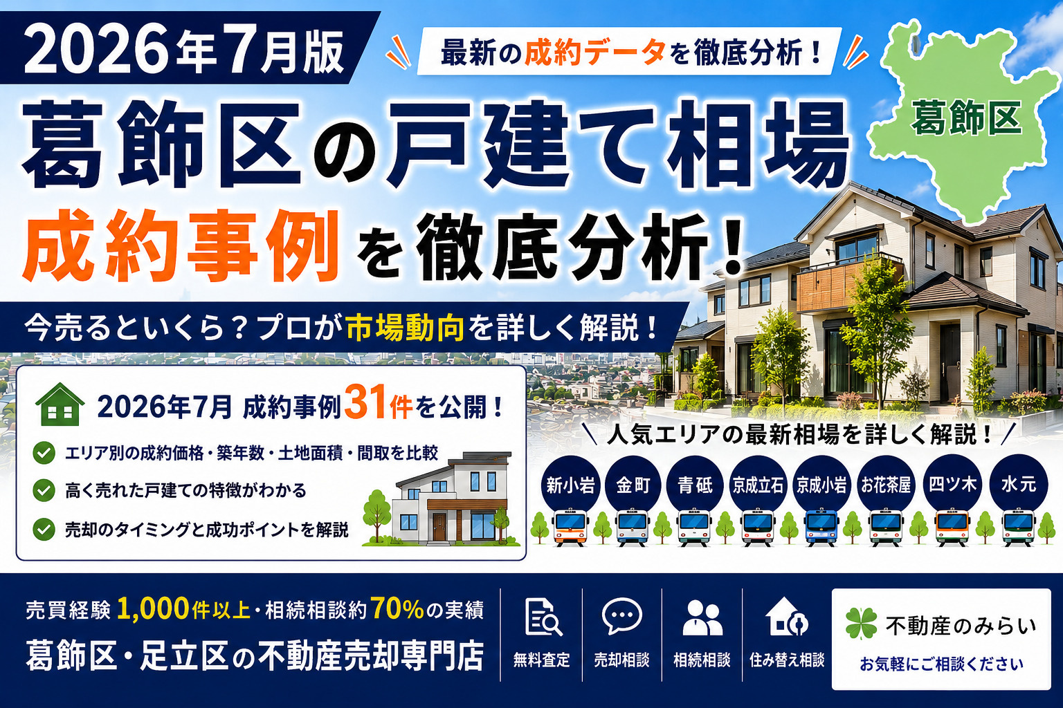 【2026年7月版】葛飾区の戸建て相場・成約事例を徹底分析｜今売るといくら？売却成功のポイントをプロが解説の画像