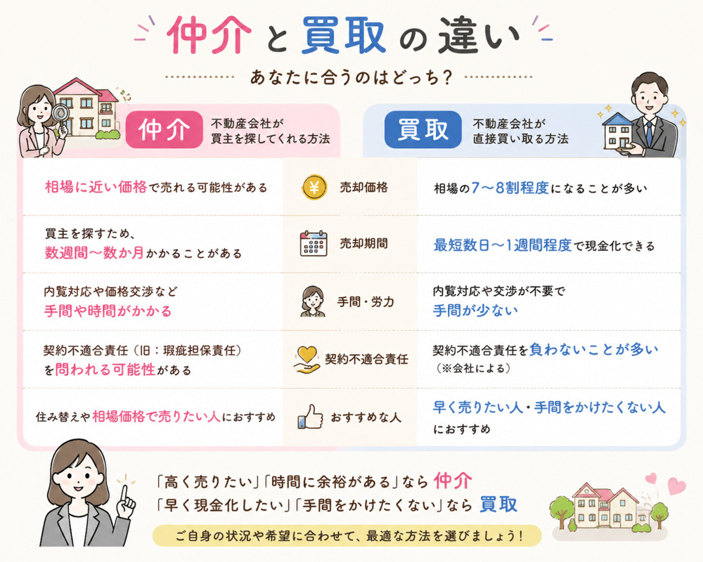 仲介と買取りの違いの画像
