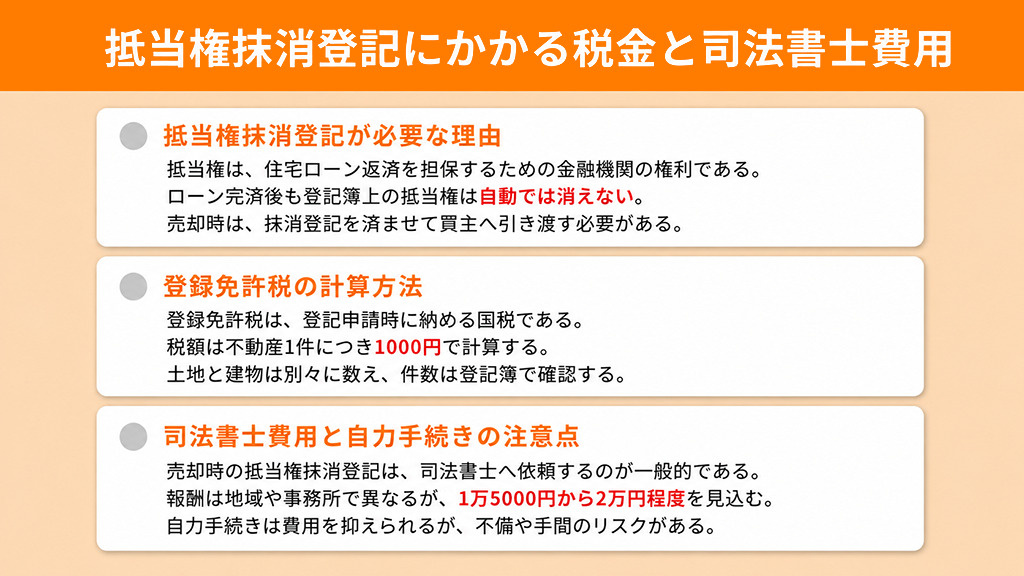 抵当権抹消登記にかかる税金と司法書士費用