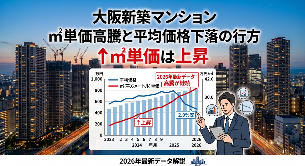 大阪新築マンション「2.9%安」の実態、㎡単価は上昇の画像
