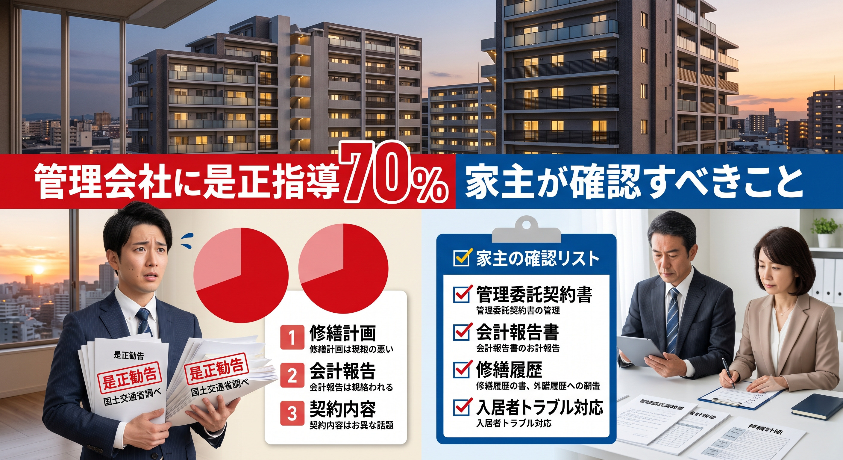 管理会社に是正指導7割、家主が確認すべきことの画像