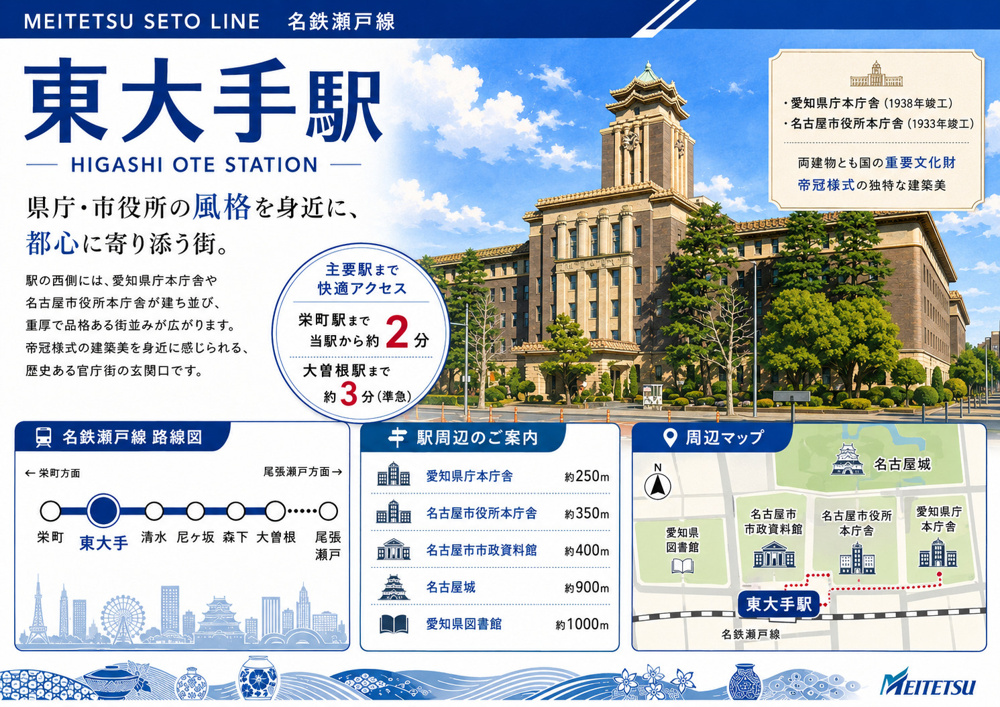 名鉄瀬戸線「東大手」駅 周辺のエリア情報の画像