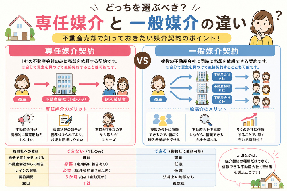 専任媒介と一般媒介の違いとはの画像
