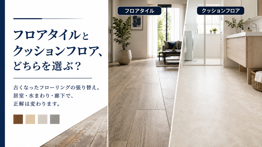 フロアタイルとクッションフロアの違いは？費用・特徴・場所別の選び方を比較の画像