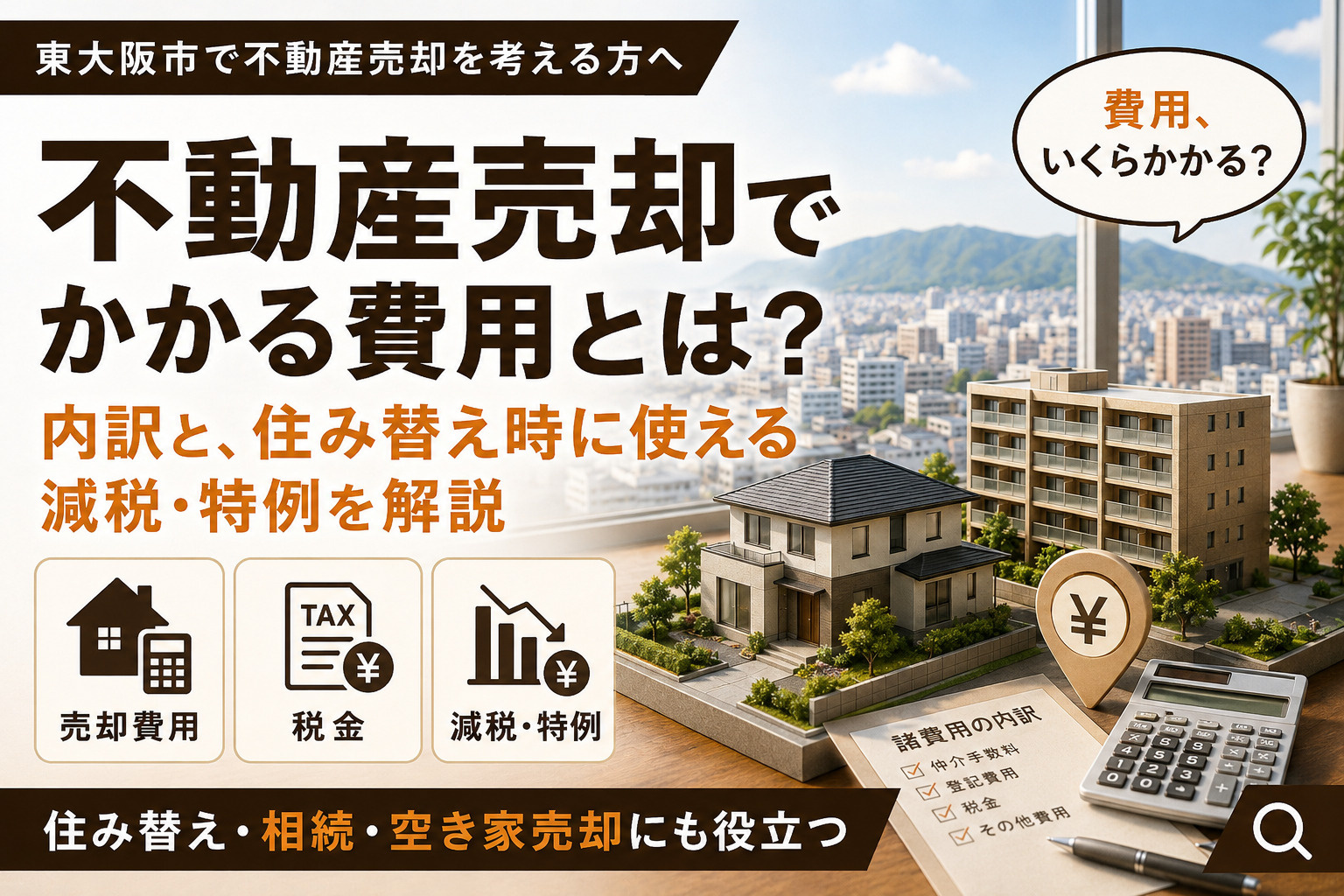 不動産売却でかかる費用とは？内訳と、住み替え時に使える減税・特例を解説の画像