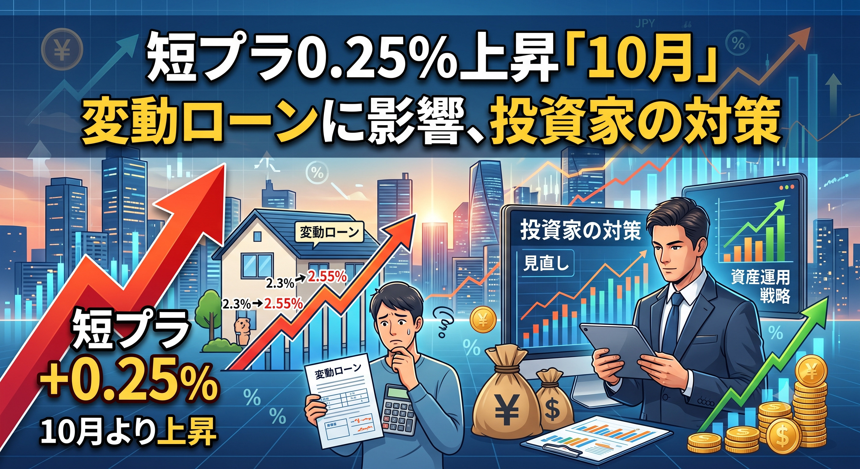 短プラ0.25%上昇「10月」変動ローンに影響、投資家の対策の画像