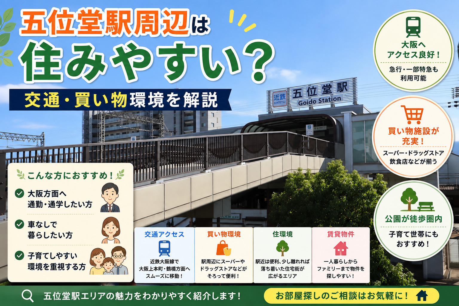 五位堂駅周辺は住みやすい?大阪への交通・買い物・住環境を解説の画像