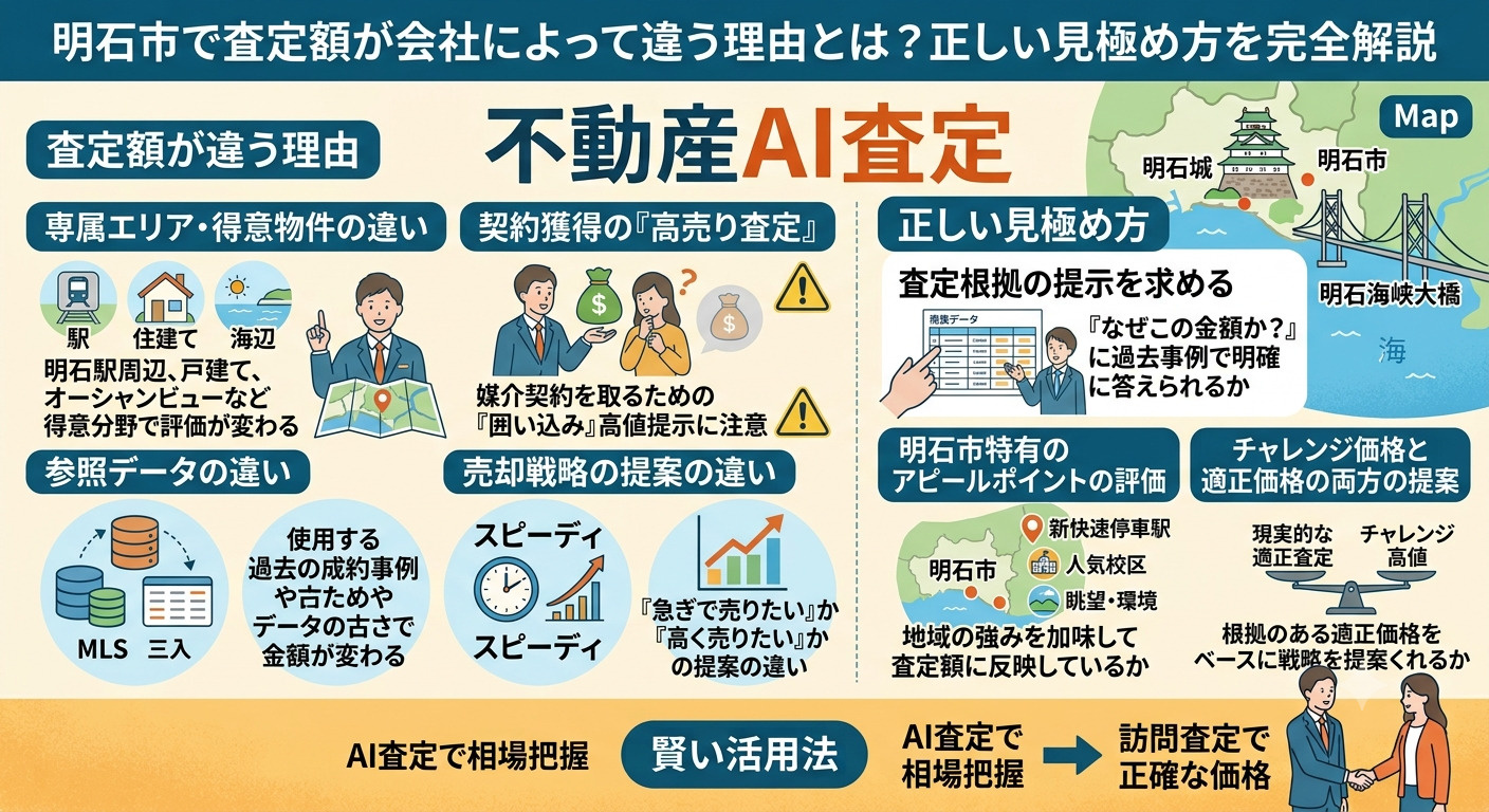 「A社3,000万円、B社2,500万円…どっちが正しいの？」明石市の査定額が違う理由の画像