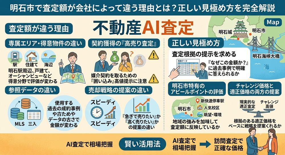 「A社3,000万円、B社2,500万円…どっちが正しいの？」明石市の査定額が違う理由の画像