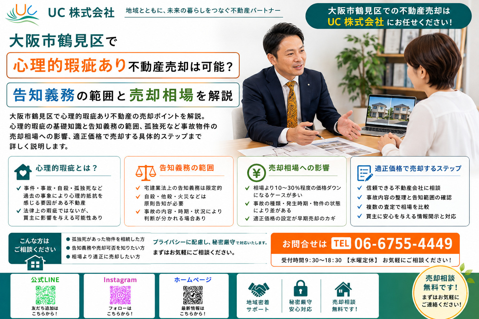 大阪市鶴見区で心理的瑕疵あり不動産売却は可能?告知義務の範囲と売却相場を解説の画像