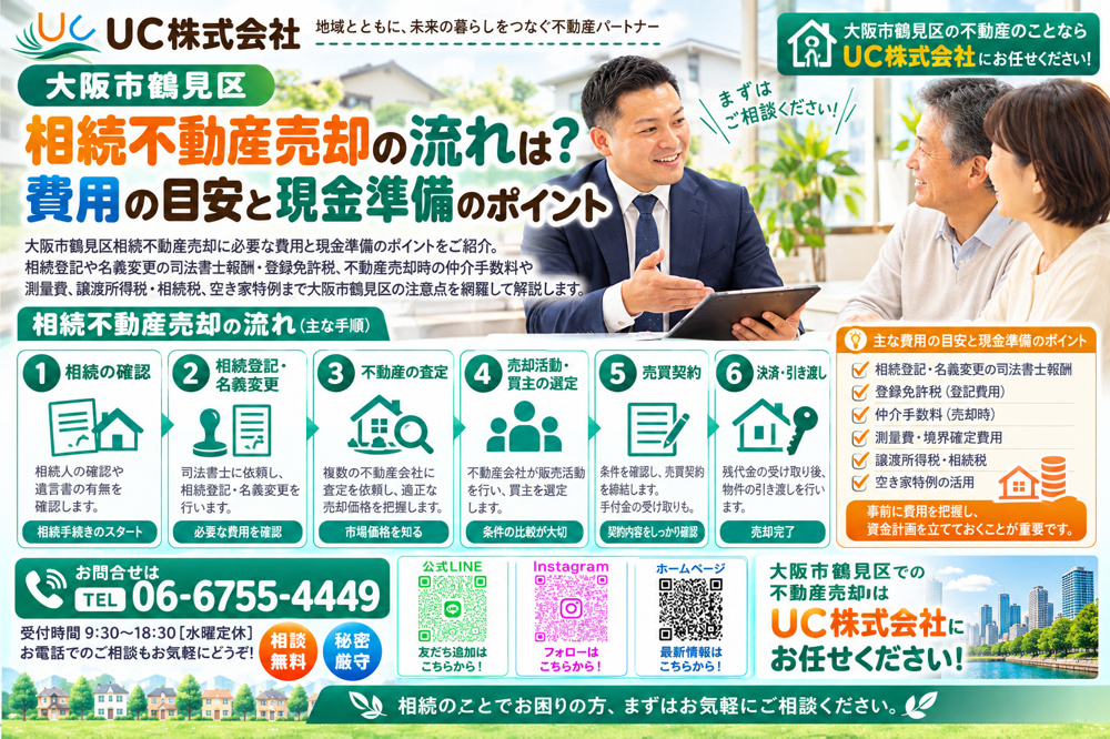 大阪市鶴見区相続不動産売却の流れは？費用の目安と現金準備のポイントの画像
