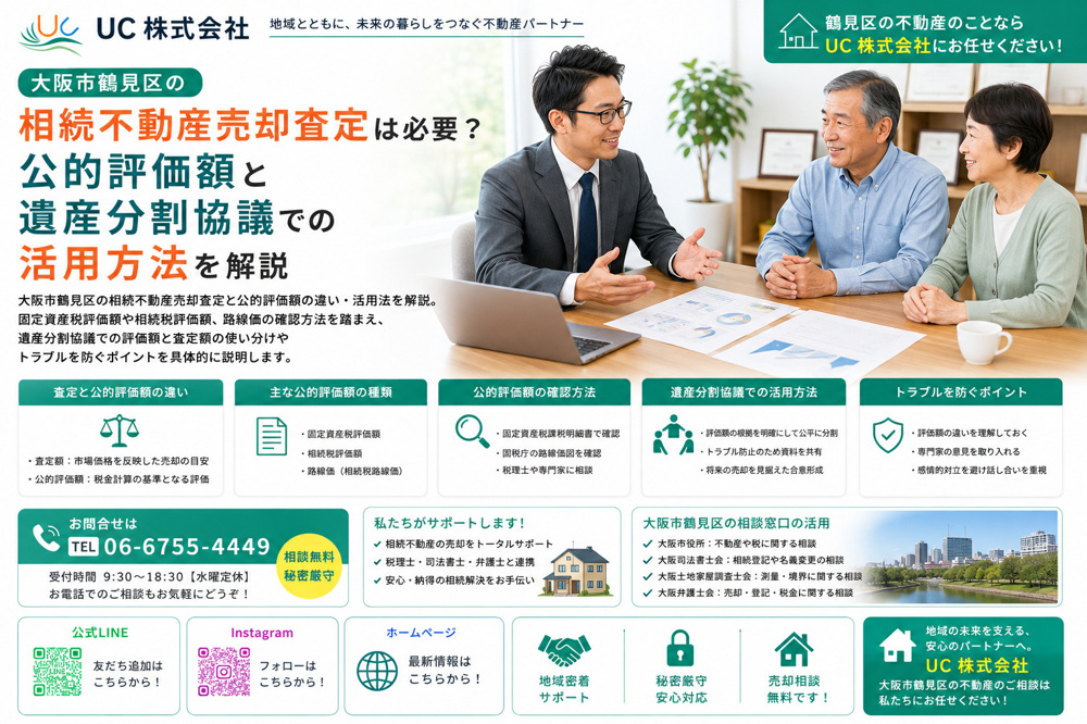 大阪市鶴見区の相続不動産売却査定は必要？公的評価額と遺産分割協議での活用方法を解説の画像