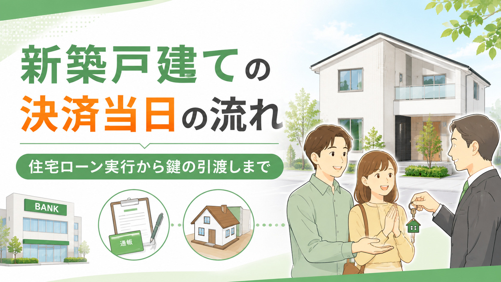 新築戸建ての決済当日の流れ|住宅ローン実行から鍵の引渡しまでの画像