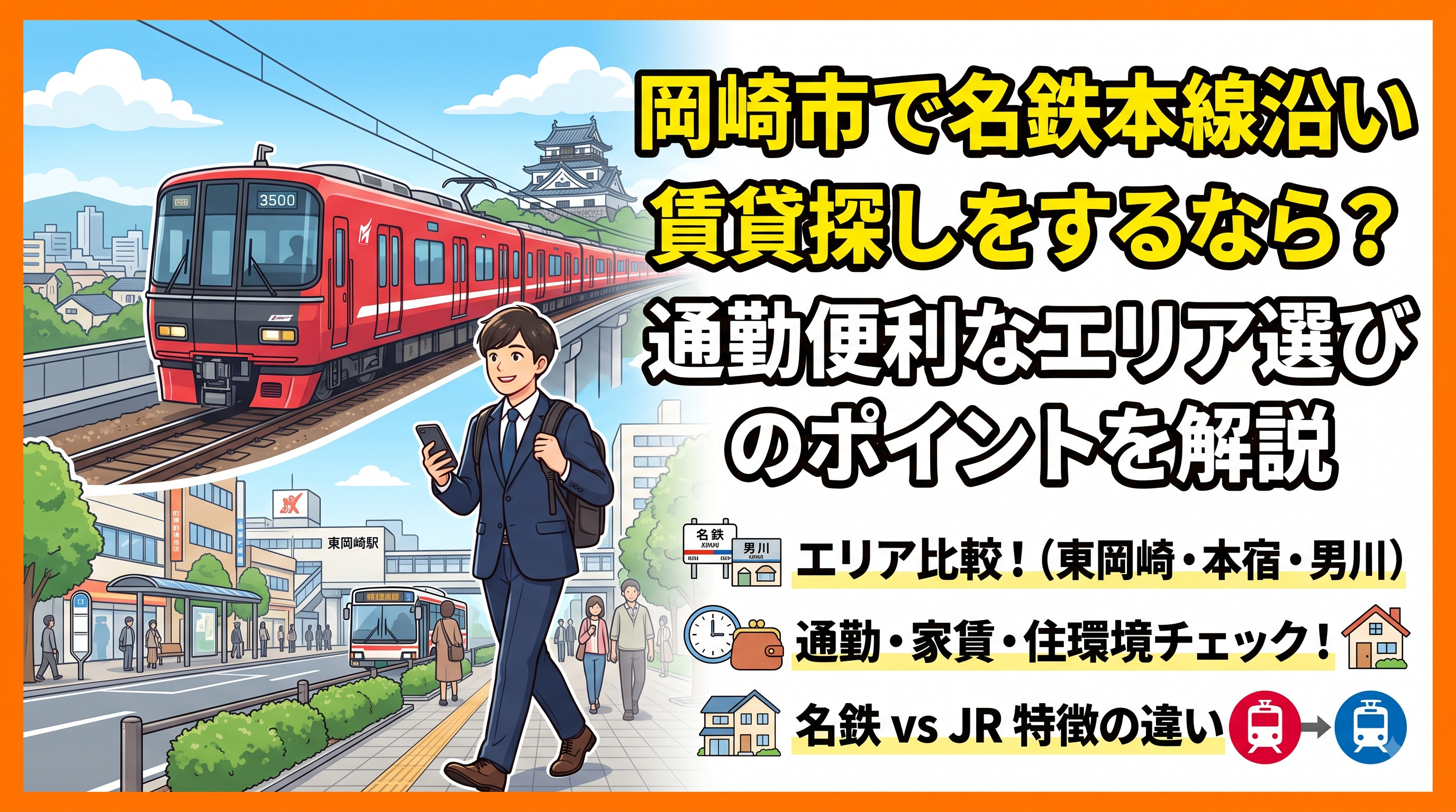 岡崎市で名鉄本線沿い賃貸探しをするなら？通勤便利なエリア選びのポイントを解説の画像