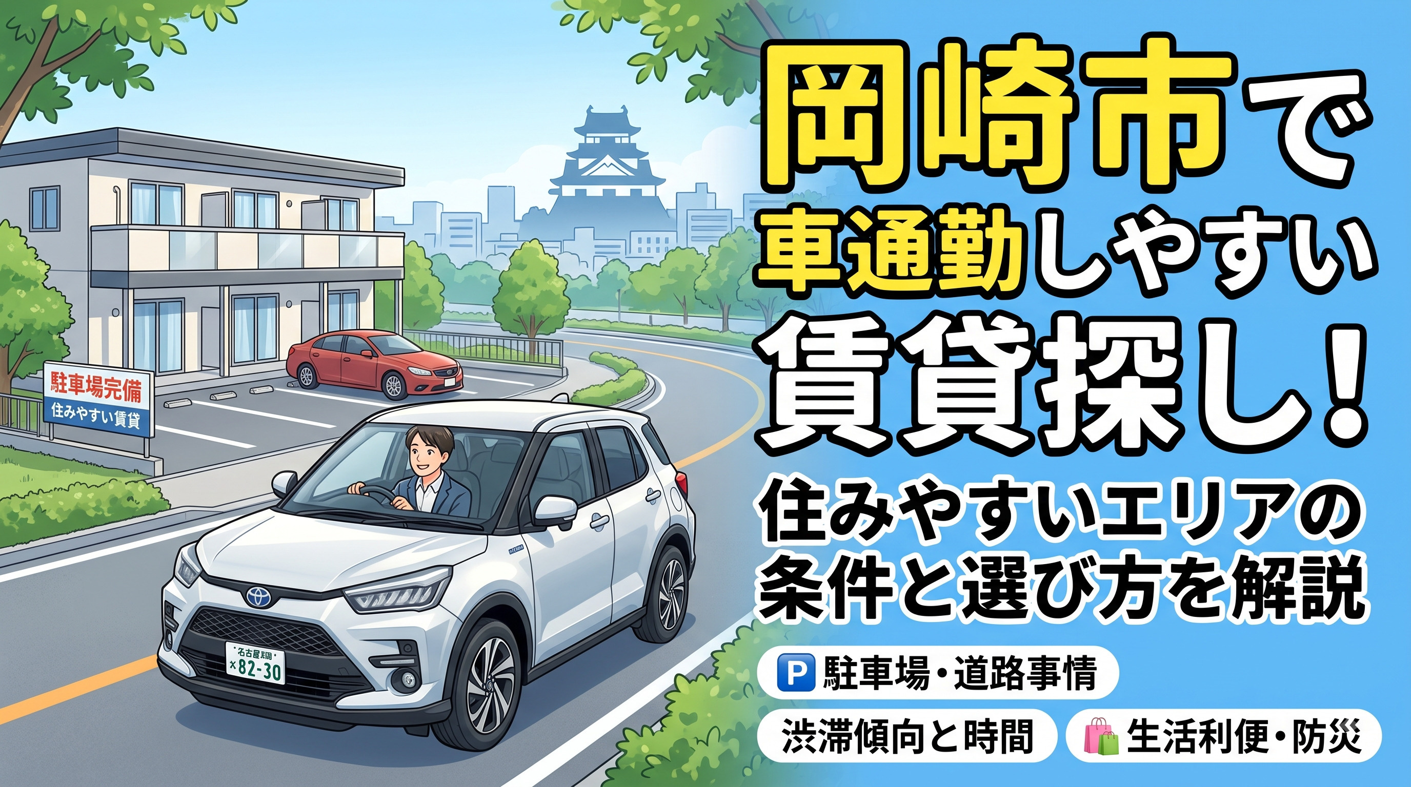 岡崎市で車通勤しやすい賃貸探し！住みやすいエリアの条件と選び方を解説の画像