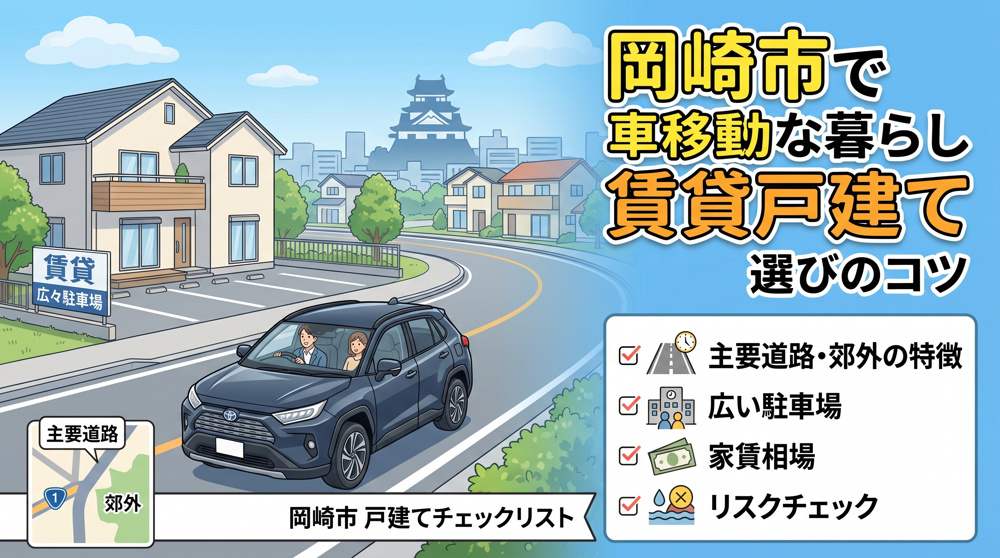 岡崎市で車移動便利な暮らしは？賃貸戸建て選びのコツを紹介の画像