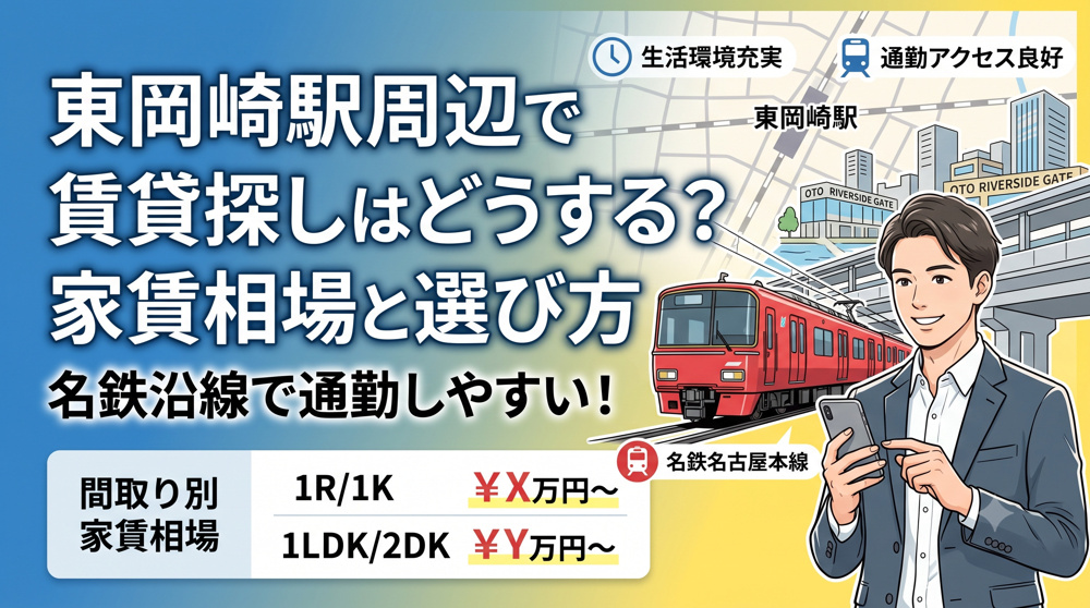東岡崎駅周辺で賃貸探しはどうする？家賃相場と名鉄沿線で通勤しやすい選び方の画像
