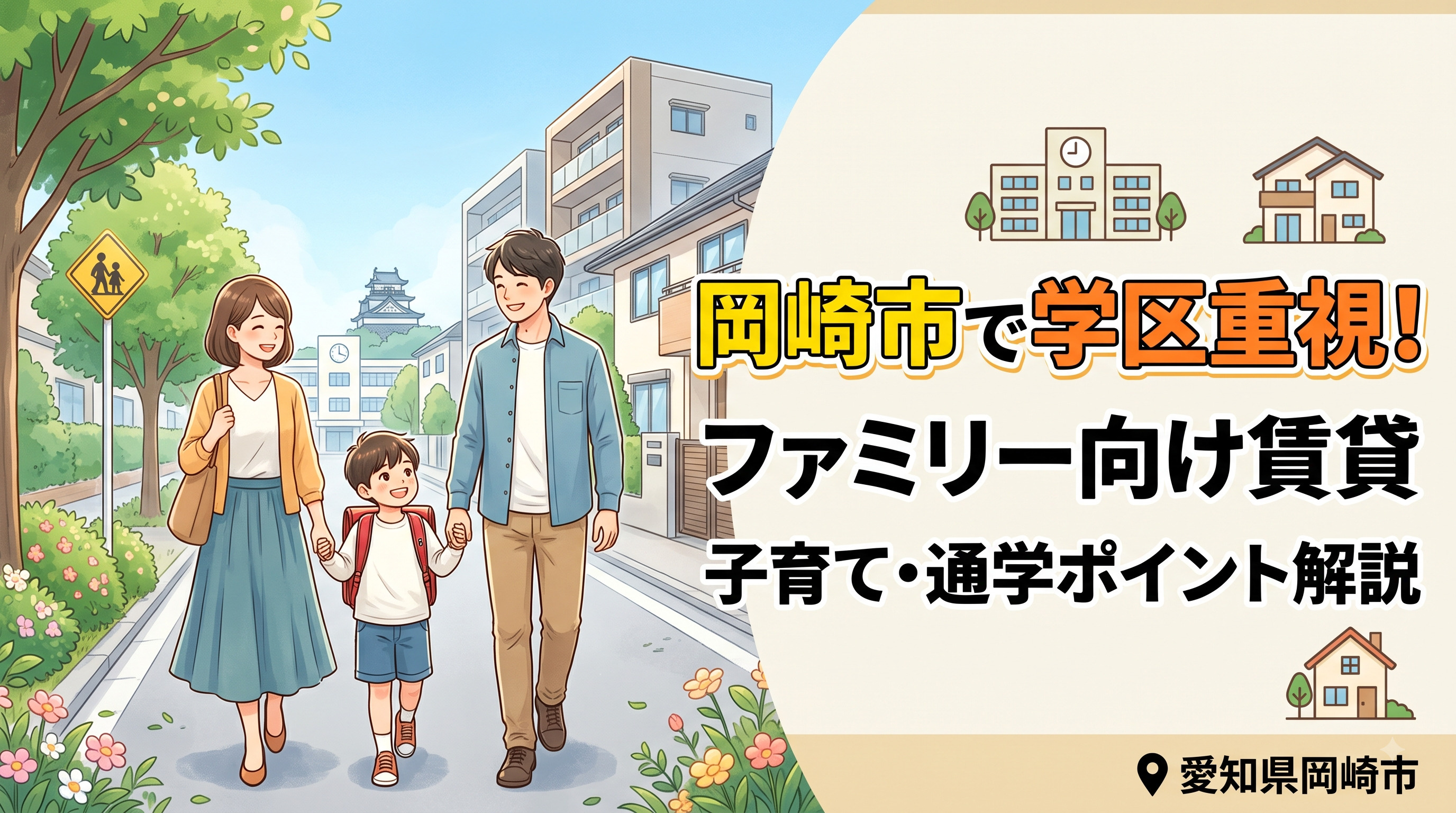 岡崎市で学区重視のファミリー向け賃貸は？子育て環境と通学のポイントを解説の画像