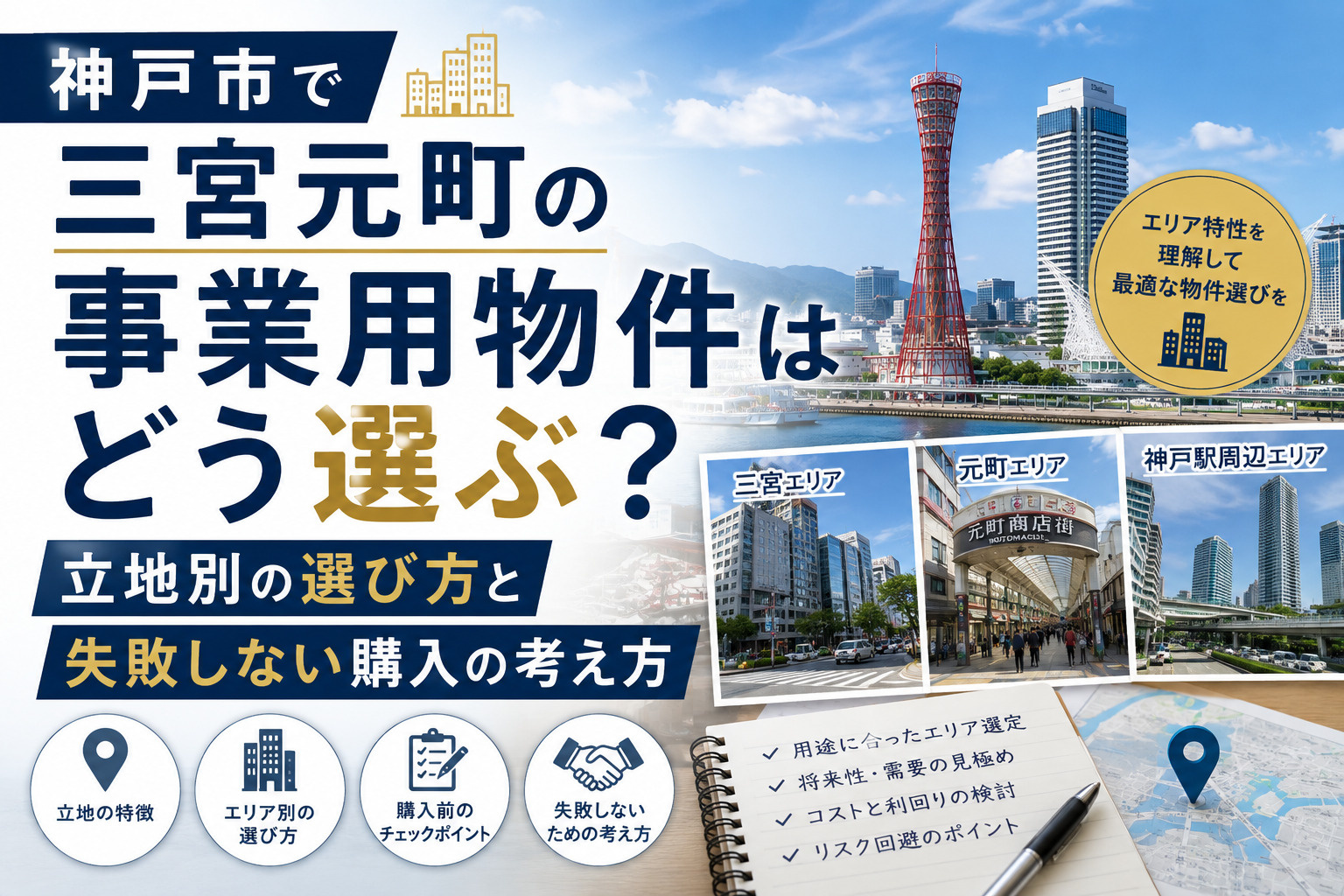 神戸市で三宮元町の事業用物件はどう選ぶ?立地別の選び方と失敗しない購入の考え方の画像
