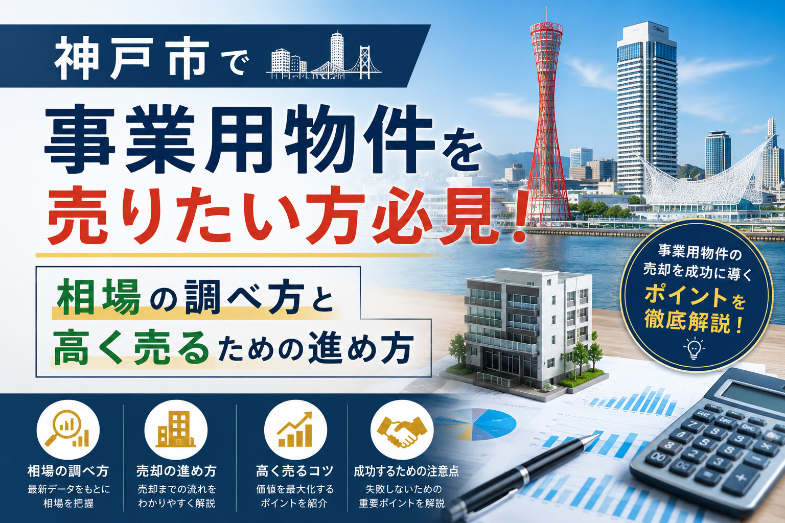 神戸市で事業用物件を売りたい方必見!相場の調べ方と高く売るための進め方の画像