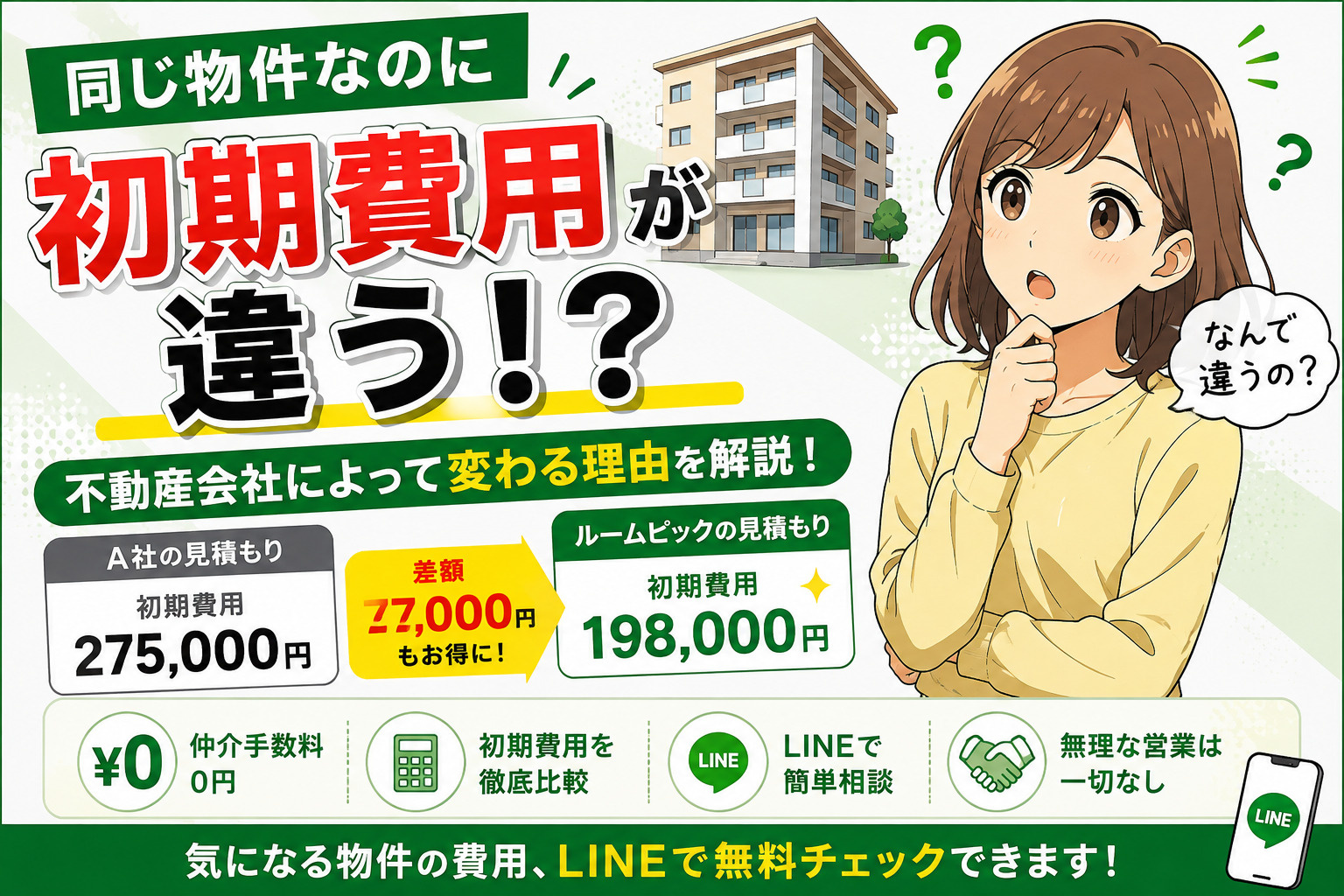 同じ物件なのに不動産会社で初期費用が違うのはなぜ？安くなる理由を解説の画像