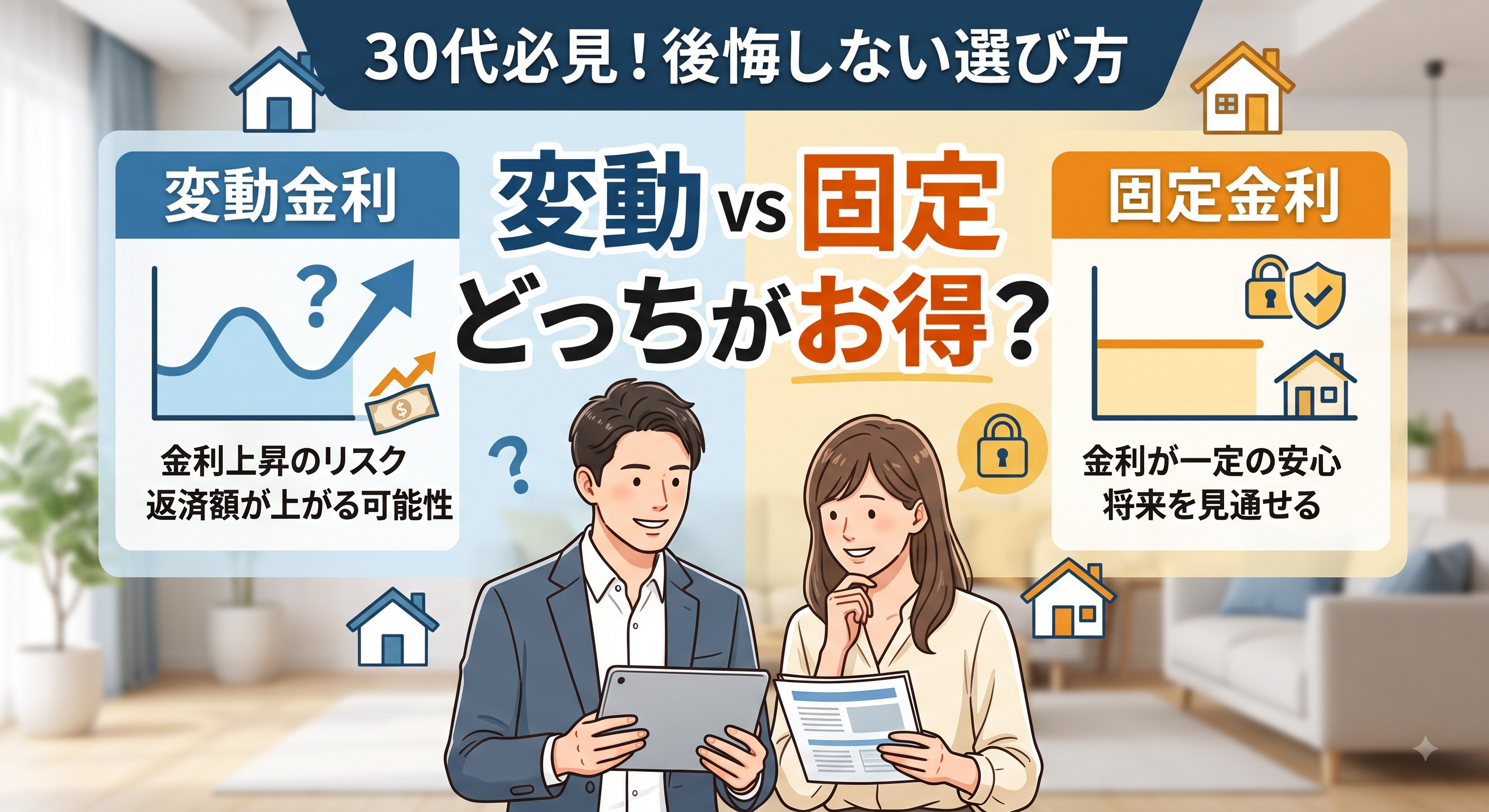 変動金利と固定金利どっちがお得?30代が後悔しない住宅ローン金利の選び方の画像