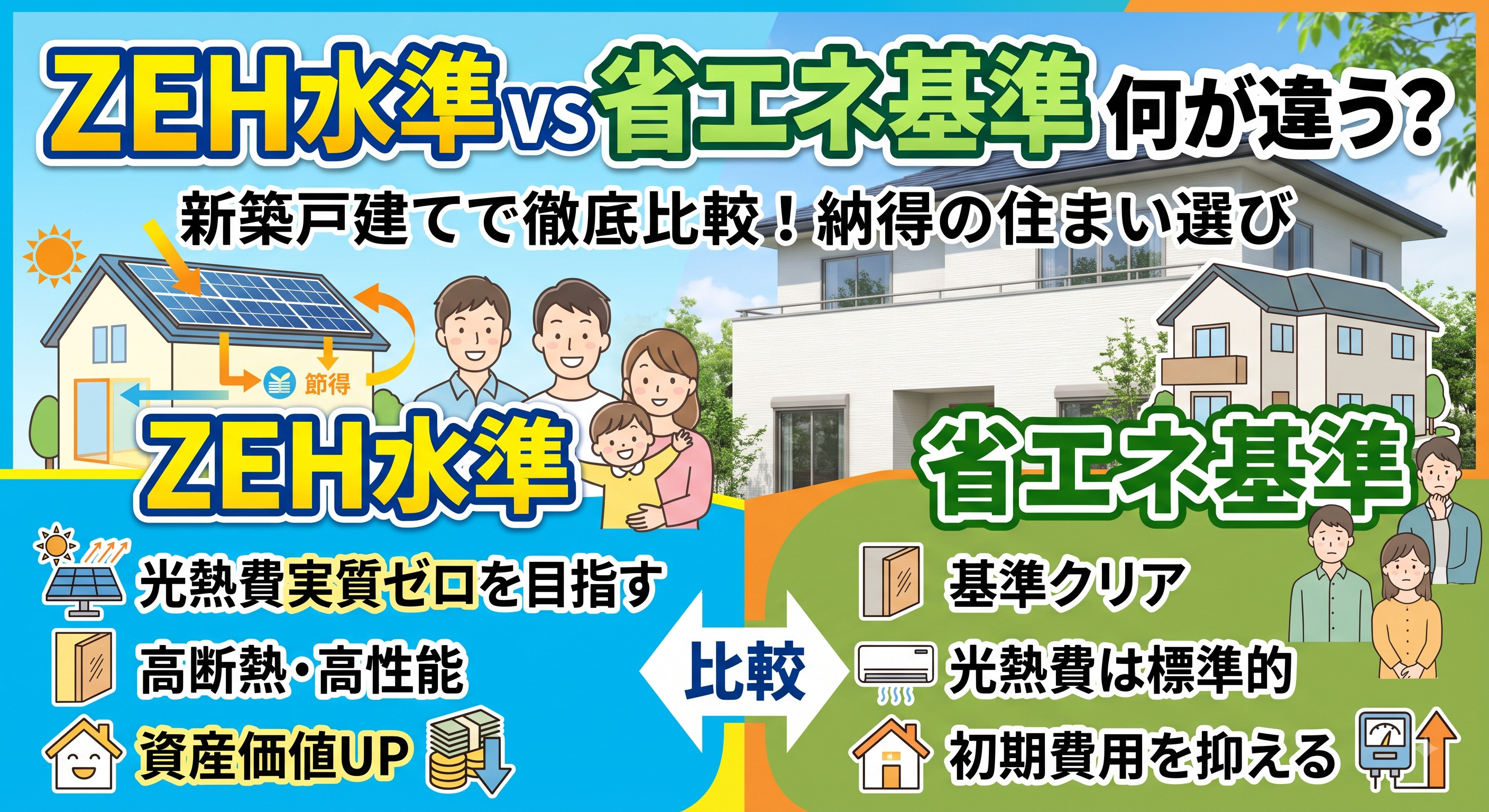 ZEH水準と省エネ基準の違いは?新築戸建てで比較し納得の住まい選びの画像
