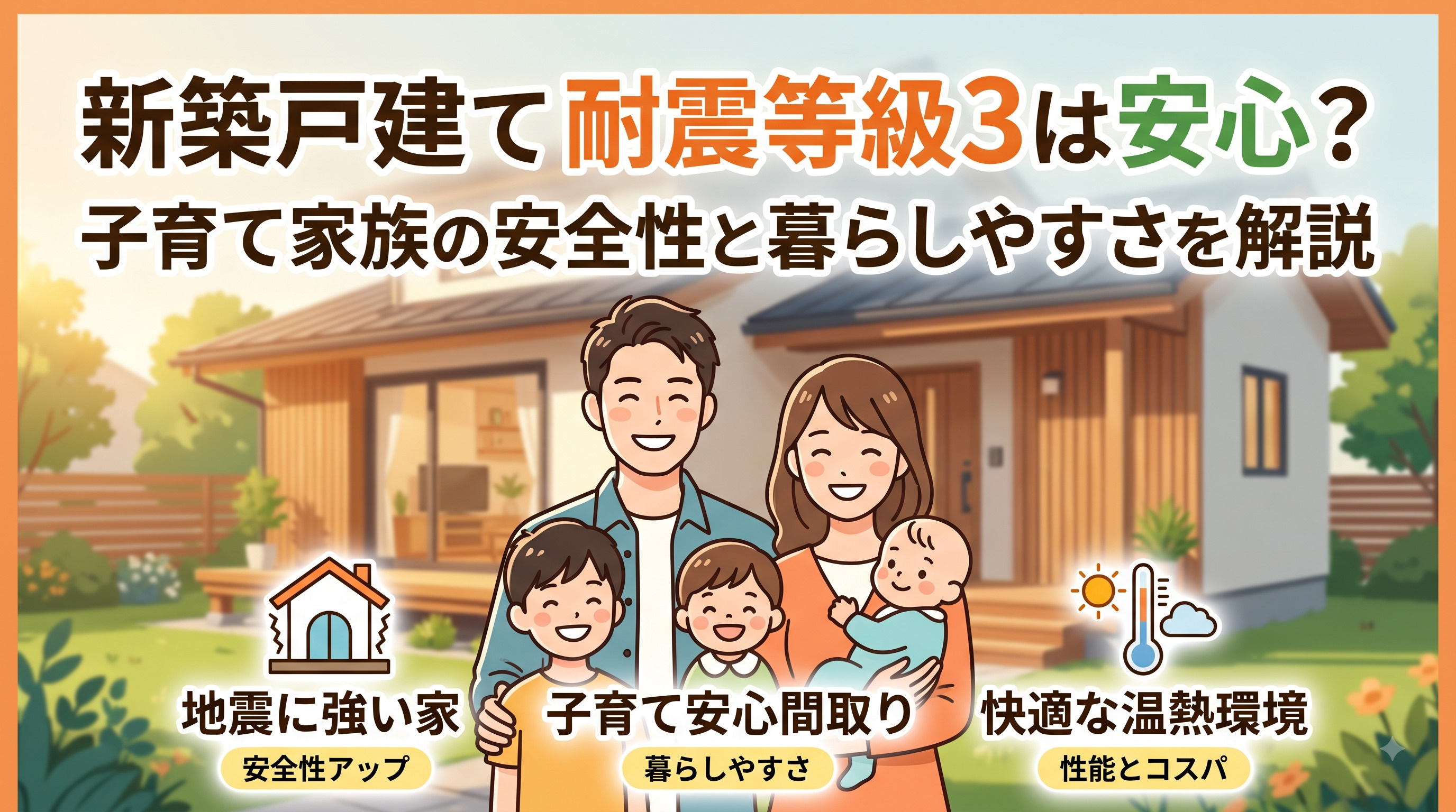 新築戸建ては耐震等級3が安心？子育て家族の安全性と暮らしやすさを解説の画像