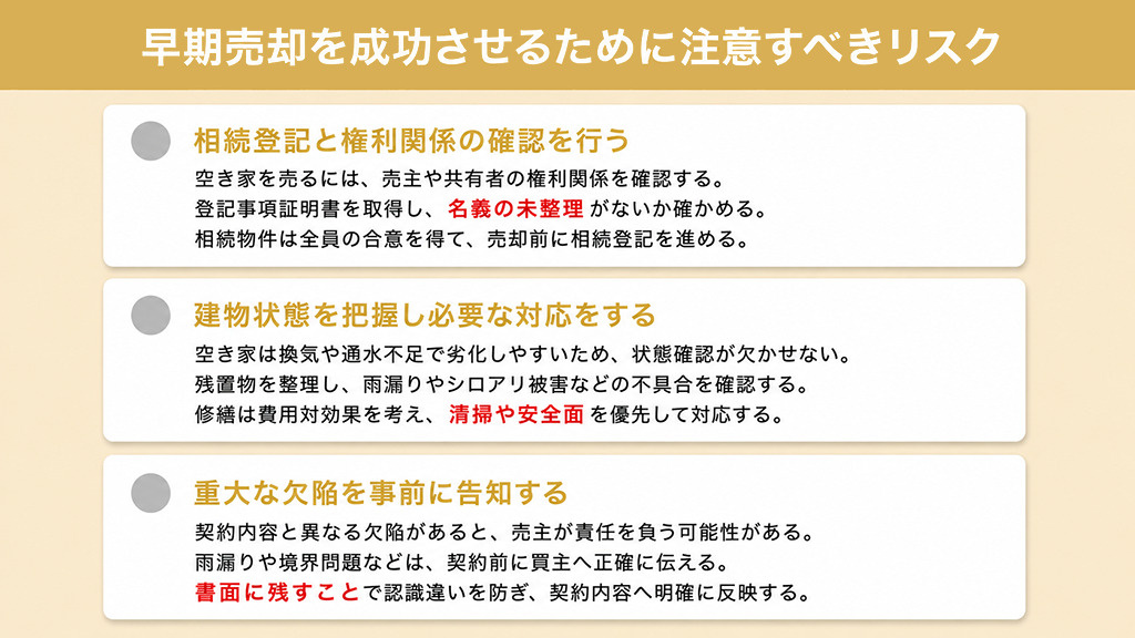 早期売却を成功させるために注意すべきリスク