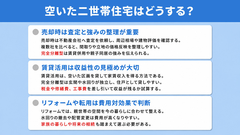 空いた二世帯住宅はどうする？