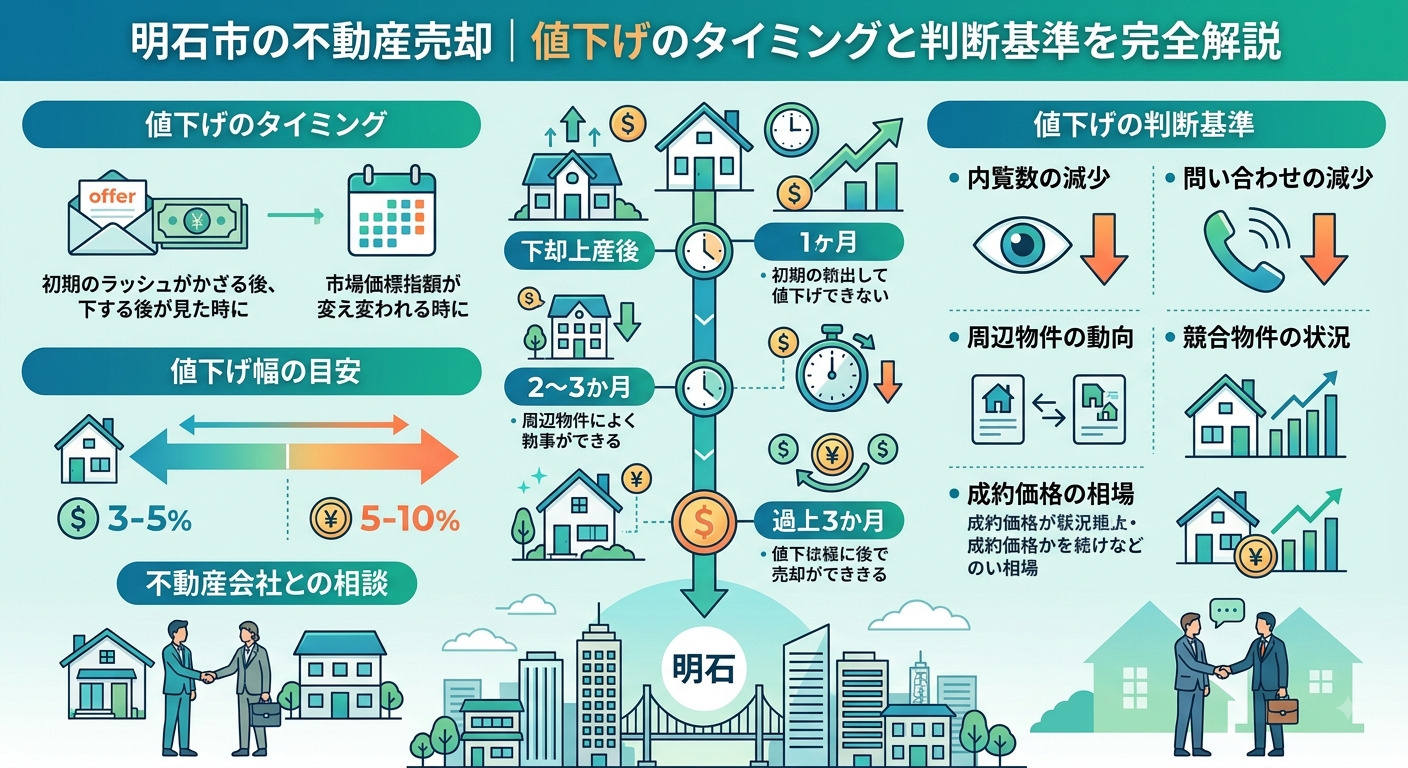 明石市の売却値下げ完全ガイド2025|判断基準・適切な幅・値下げなしで売るコツの画像
