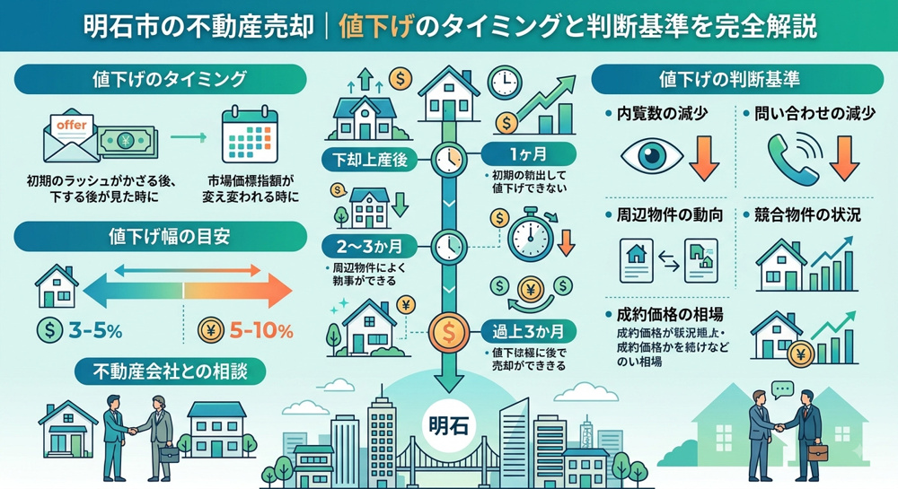 明石市の売却値下げ完全ガイド2025｜判断基準・適切な幅・値下げなしで売るコツの画像