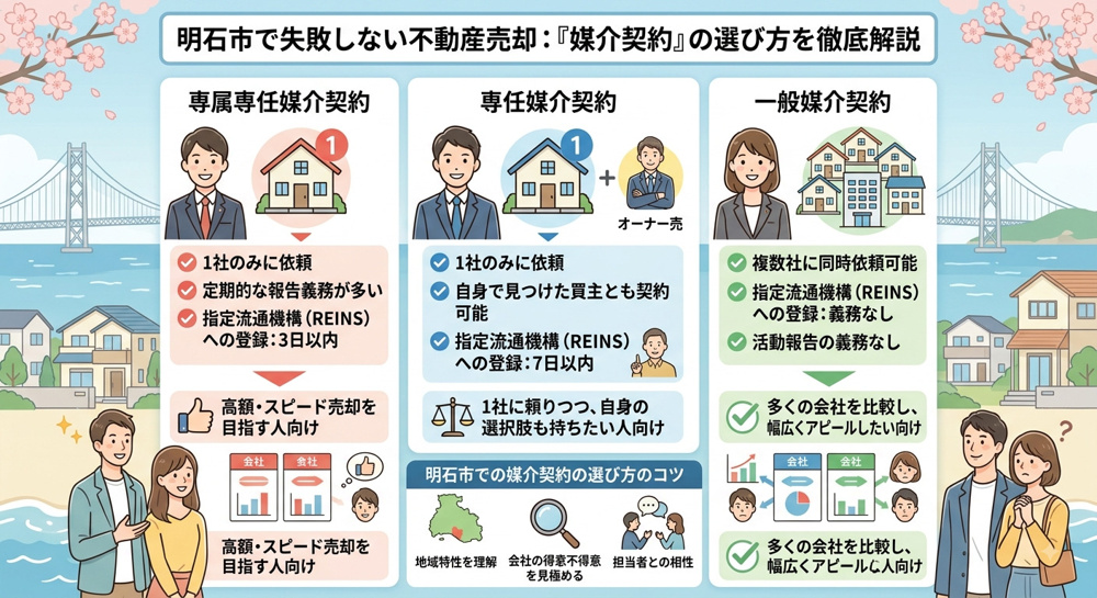 石市で不動産を売るなら？媒介契約3種類の違いと選び方の画像