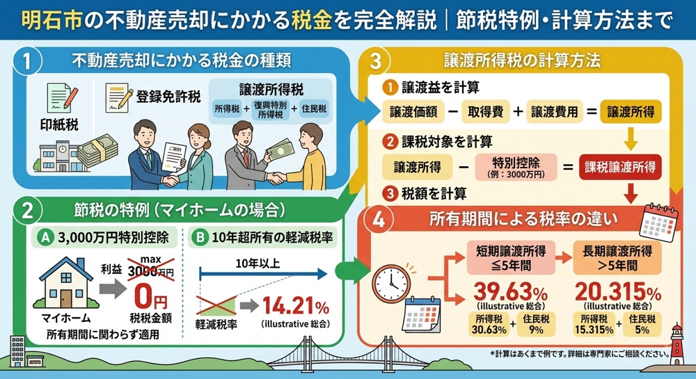 明石市の不動産売却にかかる税金を完全解説｜計算方法・節税特例・確定申告までの画像