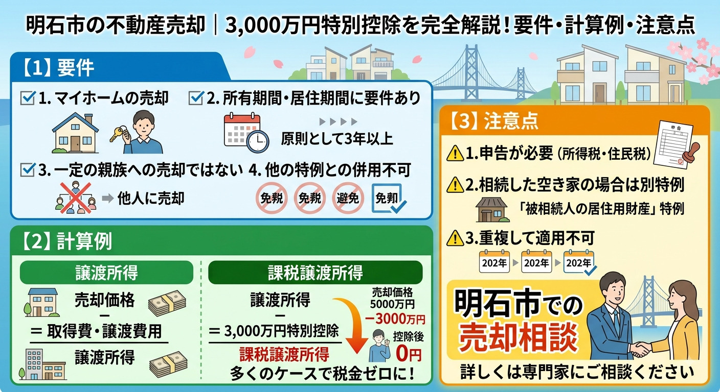 「3,000万円特別控除って使える?」明石市の不動産売却で税金をゼロにする方法の画像