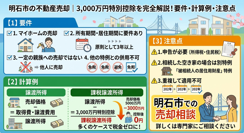 「3,000万円特別控除って使える？」明石市の不動産売却で税金をゼロにする方法の画像