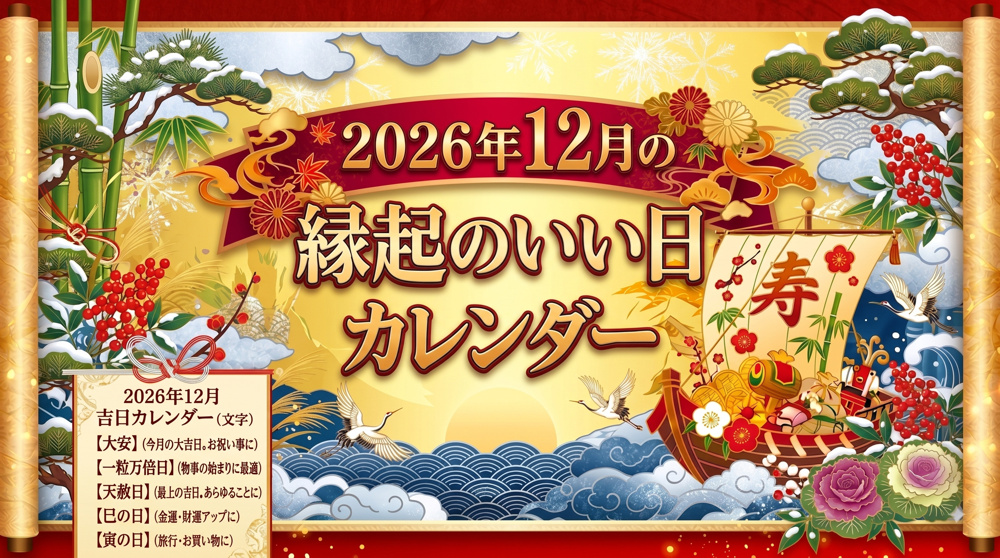 2026年12月の縁起のいい日カレンダーの画像